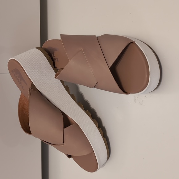 Sorel Women's Flatform Mule Sandals Honest Beige Sea Salt Size 9.5 - Picture 2 of 10